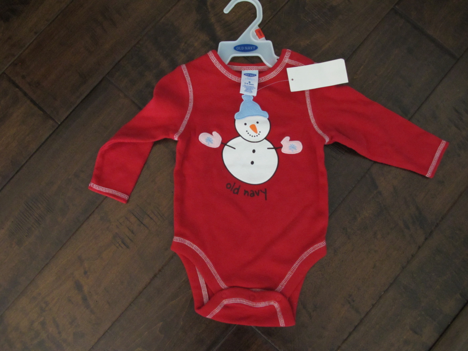 Infant 3-6 mos 1piece – NWT -Christmas – red w/ snowman – Old Navy