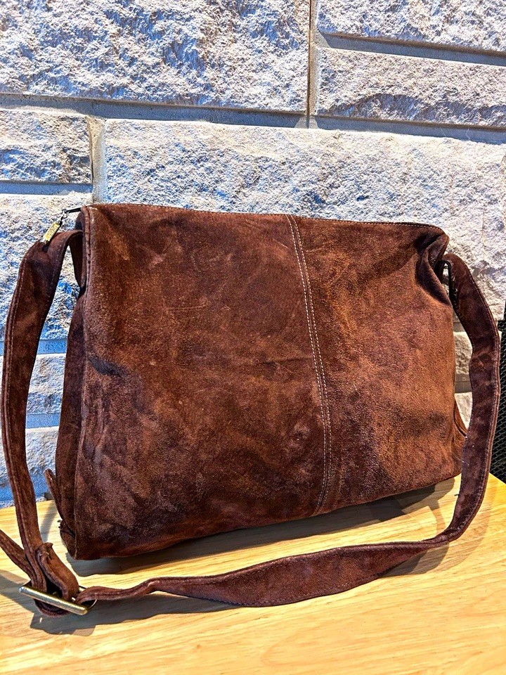 Vintage Meyers New York Brown Suede Shoulder Bag with Attached Coin Purse