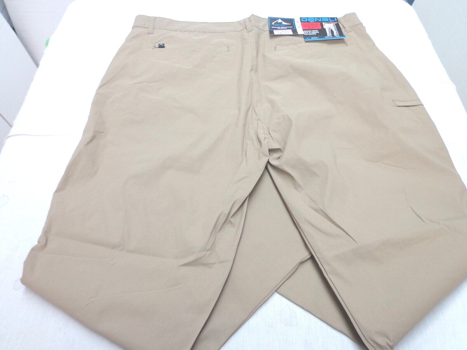 DENALI Delta Khaki Technical Stretch Pants -Side Zipper Media Pocket NWT 40/32