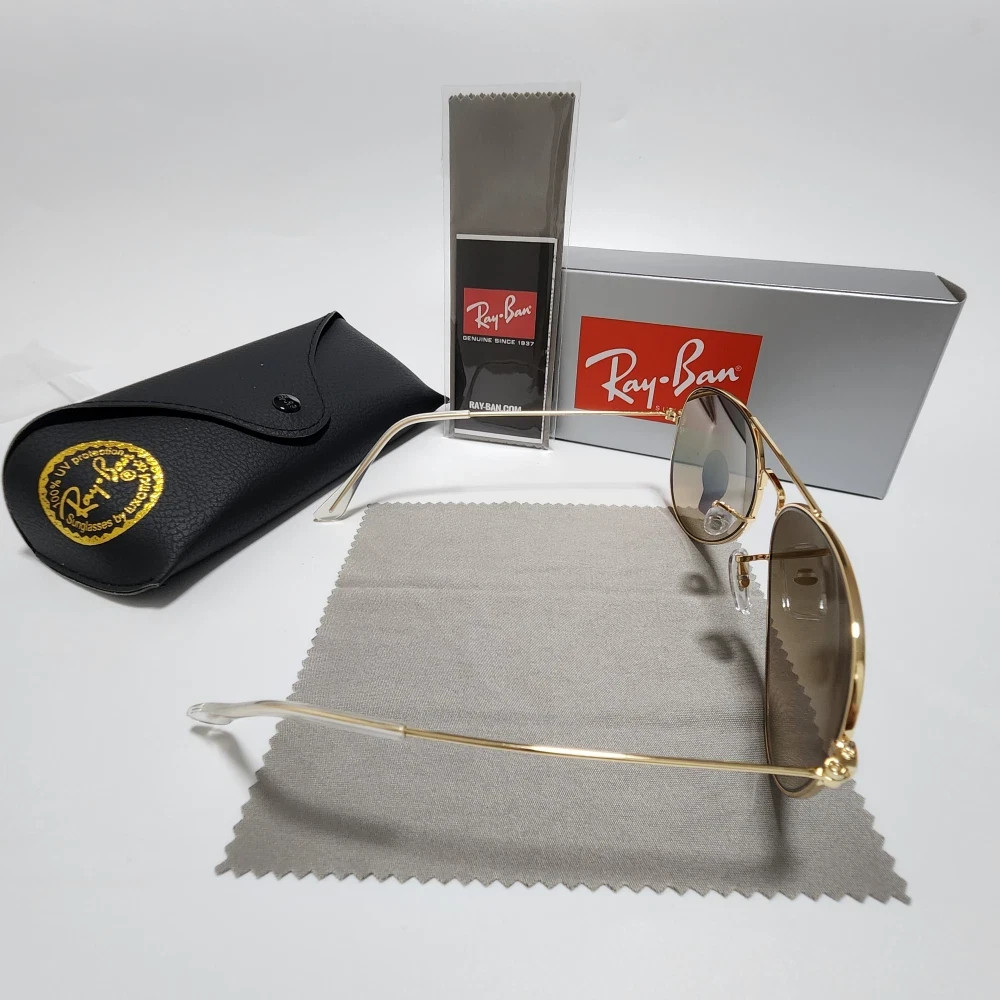 Ray-Ban RB3025 Aviator Pilot Sunglasses 58mm Gold Frame Gradient Brown Lenses
