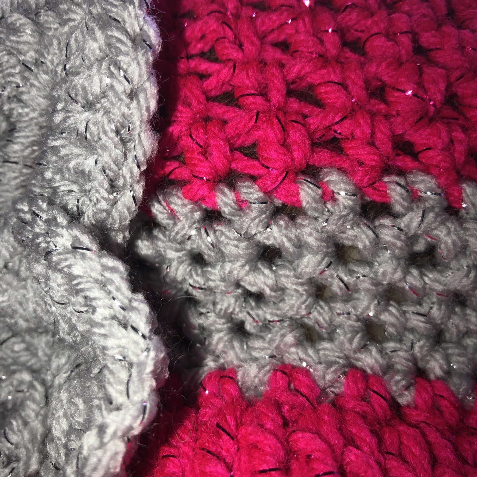 Fushia PINK SILVER Sparkly WINTER CLOCHE BEANIE CAP FLAPPER HAT HAND CROCHET new