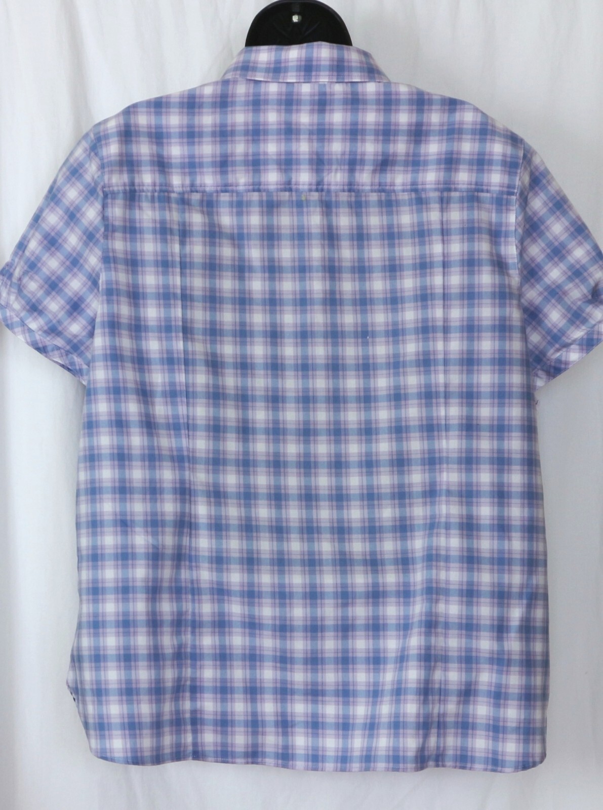 L.L. BEAN Blue Plaid Shrt Slve Ctn Blse One Pckt 46 In Chst 28 In Lng Sz XL EXC