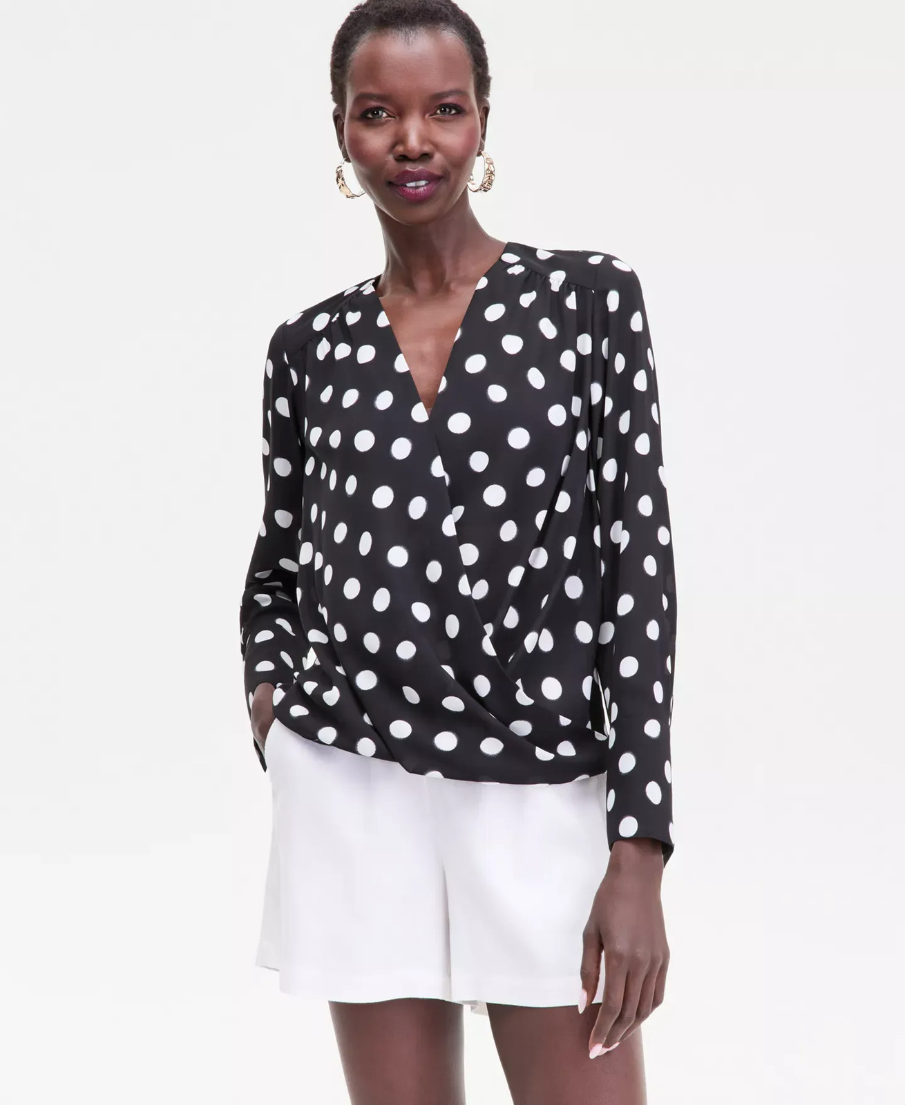 I.N.C. International Concepts Women’s Top Sz M Printed Surplice