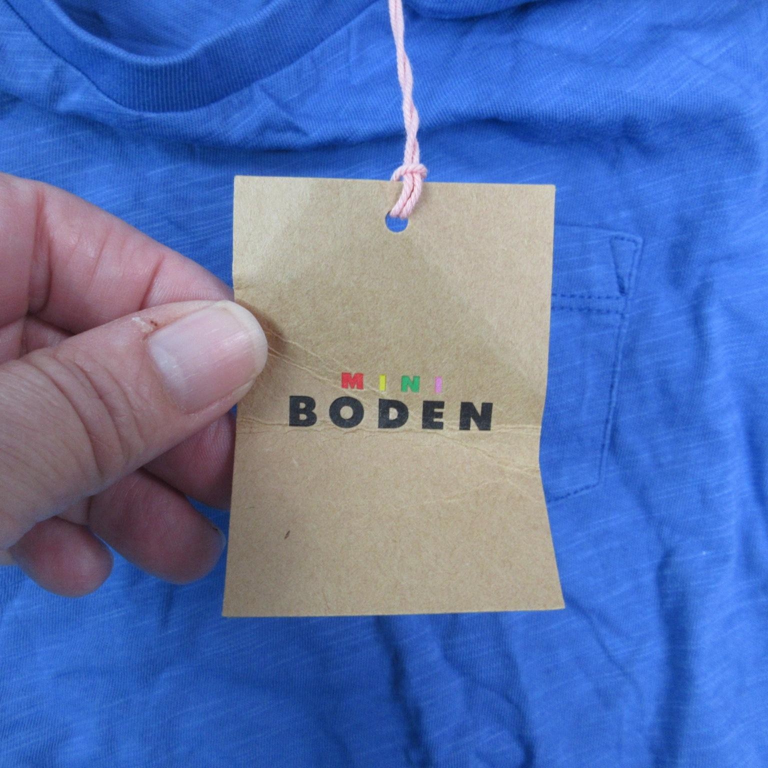 Mini Boden Shirt Kids 4 3-4 Years Blue Pocket Short Sleeve Cotton Tee NWT