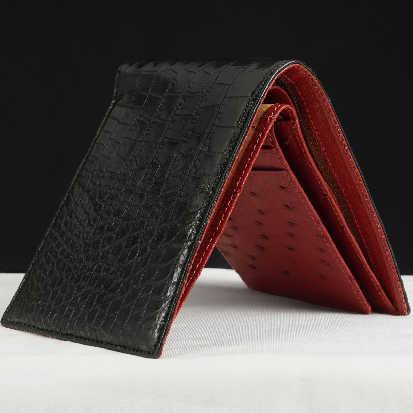 Luxury Crocodile Ostrich Leather Bifold Wallet For Men Real Exotic Skin NEW