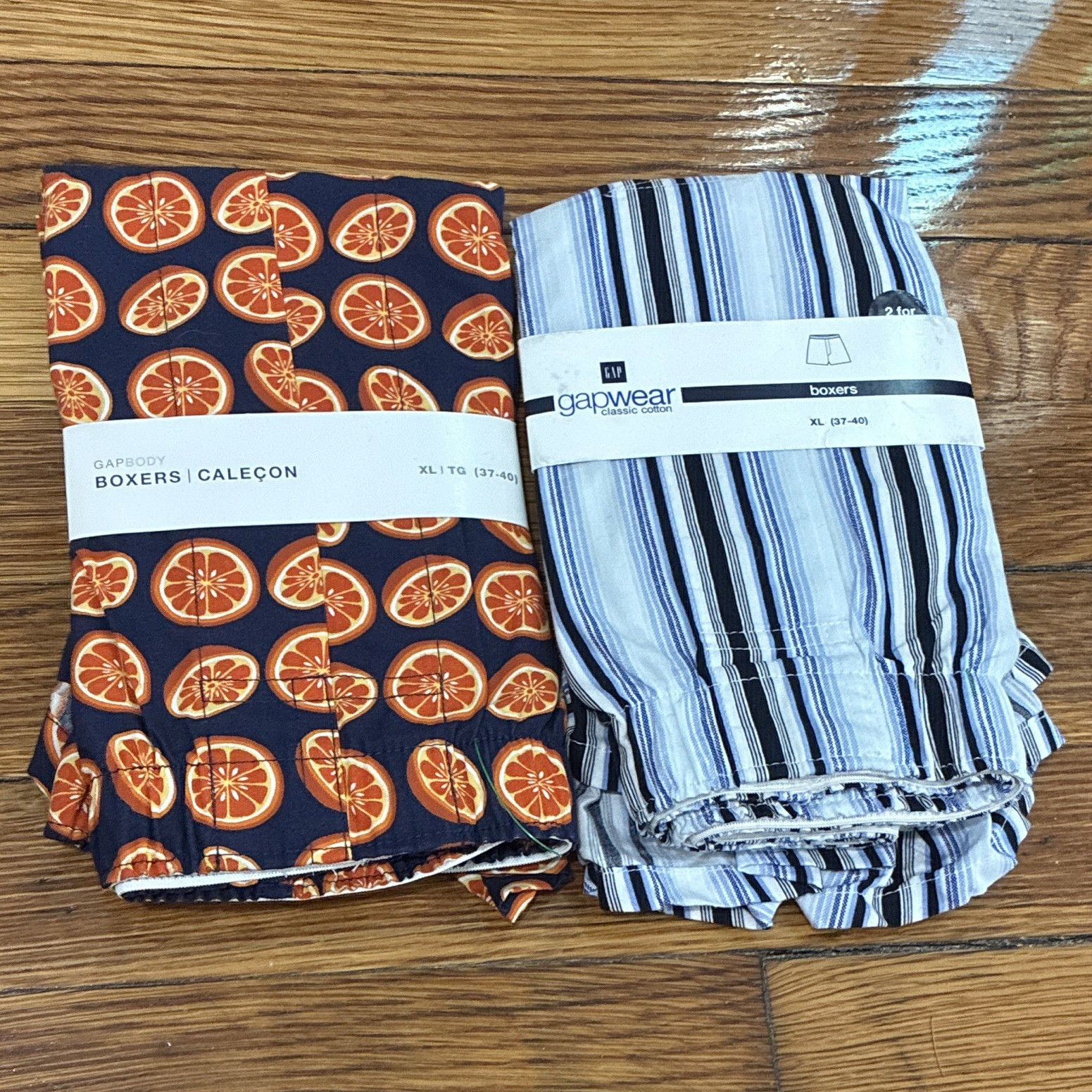 GapBody gapwear Classic Cotton Boxer Shorts XL 2-Pack Multicolor Stripe/Orange