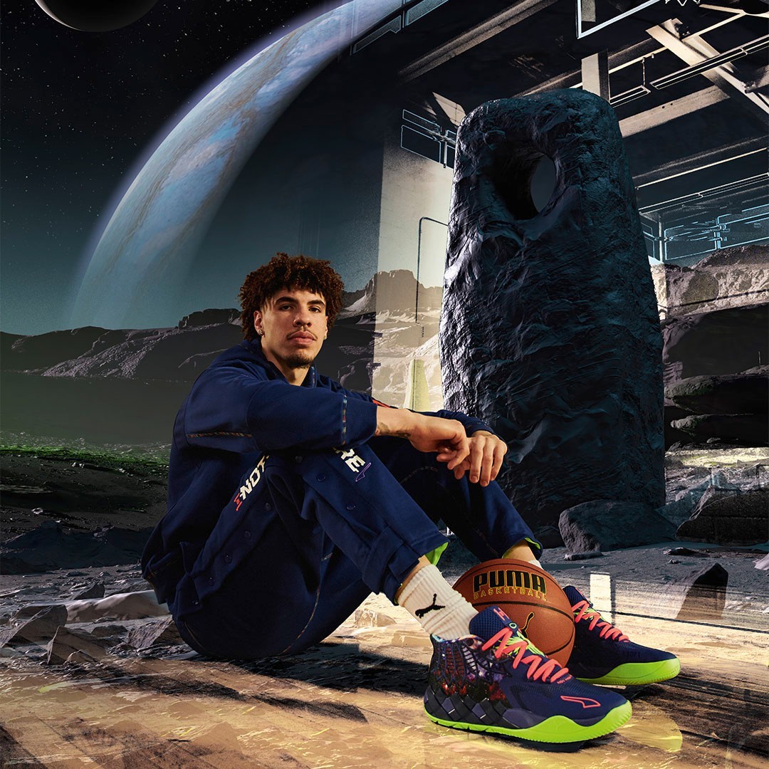 Puma MB.01 US 14 Men’s Blue Green Galaxy Basketball LaMelo Ball 376677 07 NIB