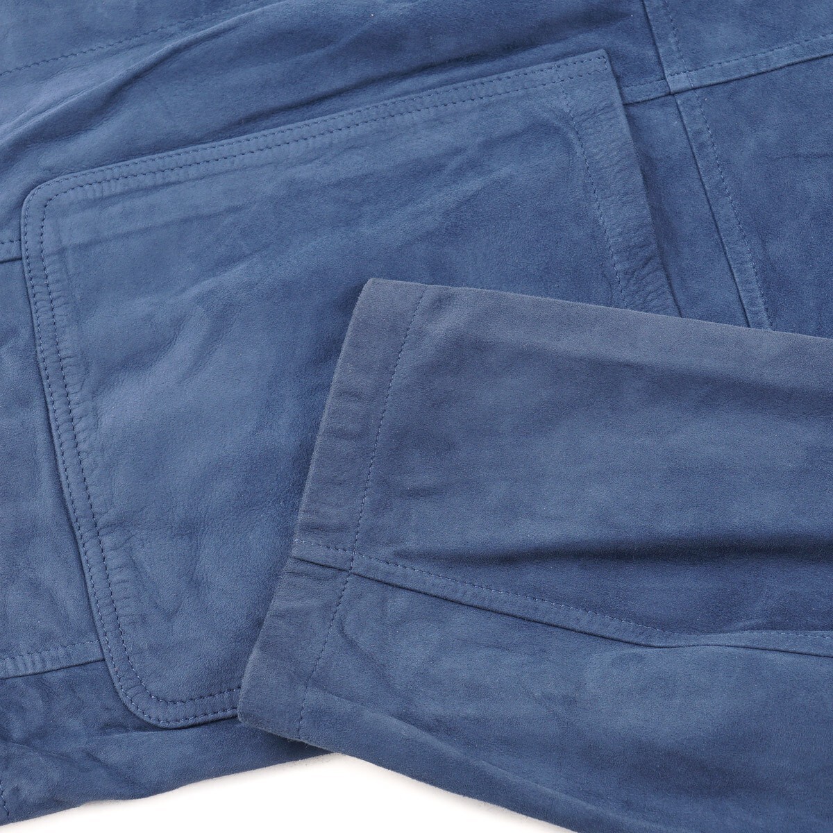Manto Slate Blue Lightweight Unlined Nappa Lambskin Suede Jacket M NWT