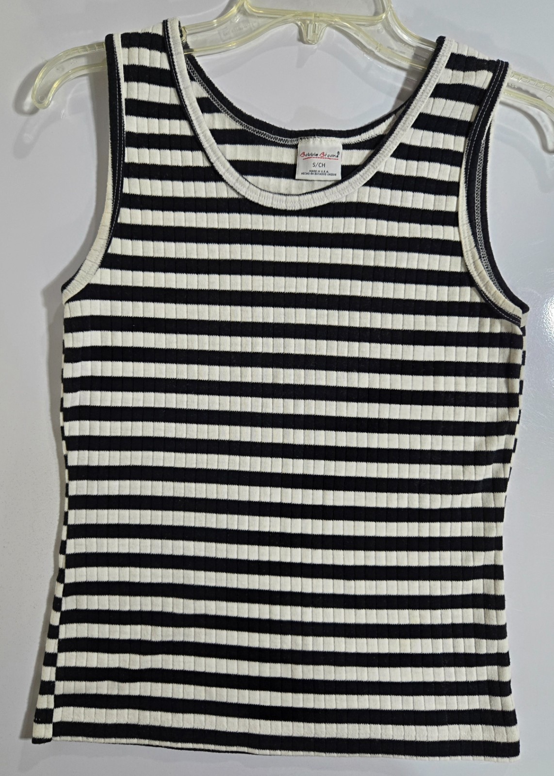 Bobbie Brooks Top Small Sleeveless Scoop Neck Black & White Knit Quiet Luxury