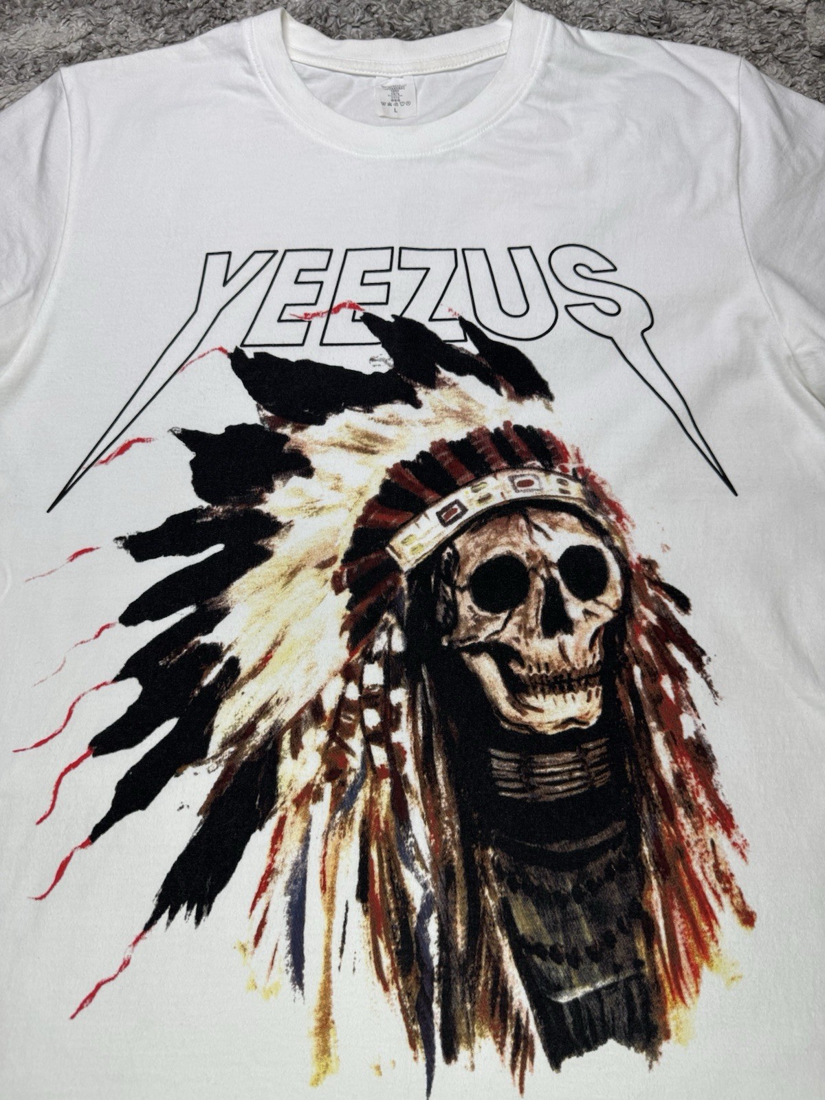 Kanye West Yeezus Tour T Shirt Mens Large White Skull Graphic Rap Hip Hop