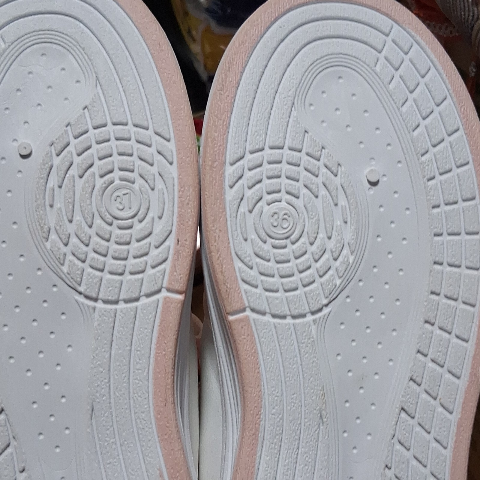 Girls Pink/White Mid-Top Sneakers Hook & Loop Straps Bow Round Toe US 4