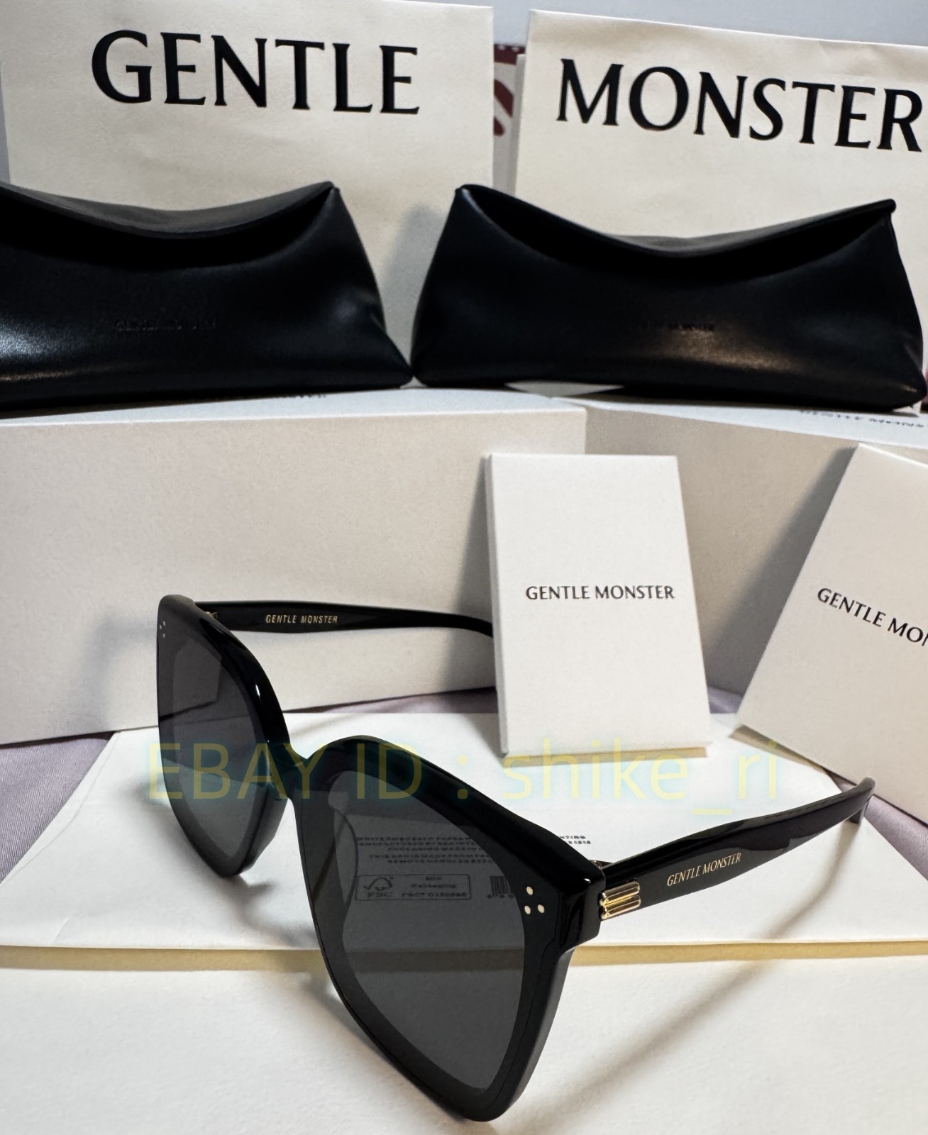 GentleMonster New Her 01 Unisex Sunglasses Oversized Black Frame Black Lenses