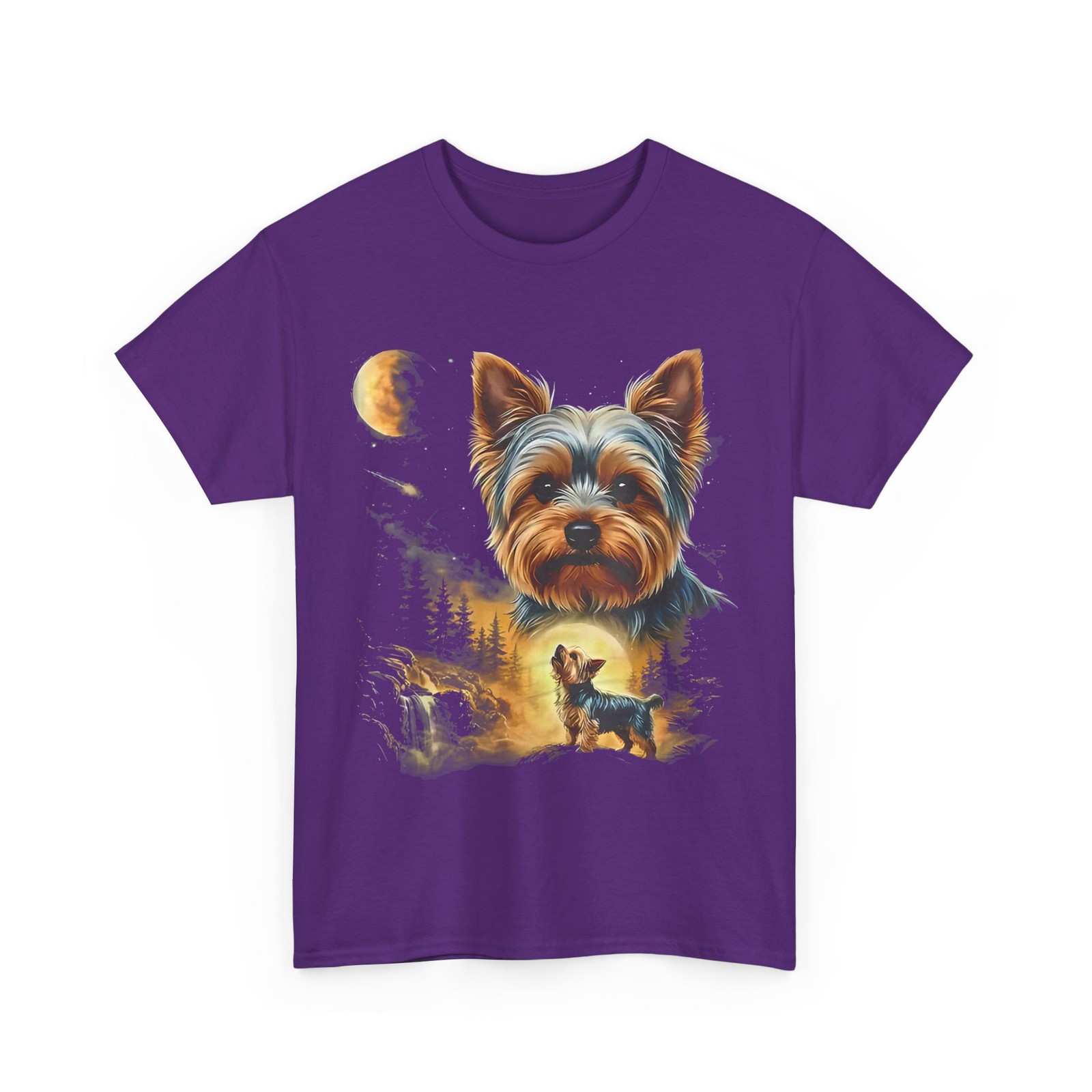 Yorkie Howling to The Moon Vintage T-Shirt