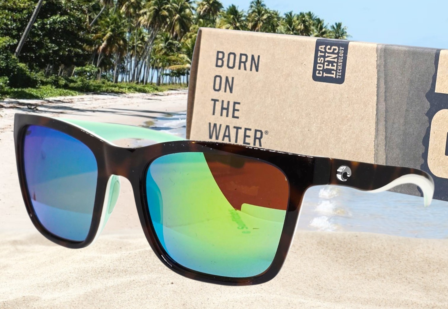 COSTA DEL MAR shiny tortoise/green mirror PANGA polarized 580P sunglasses NEW!