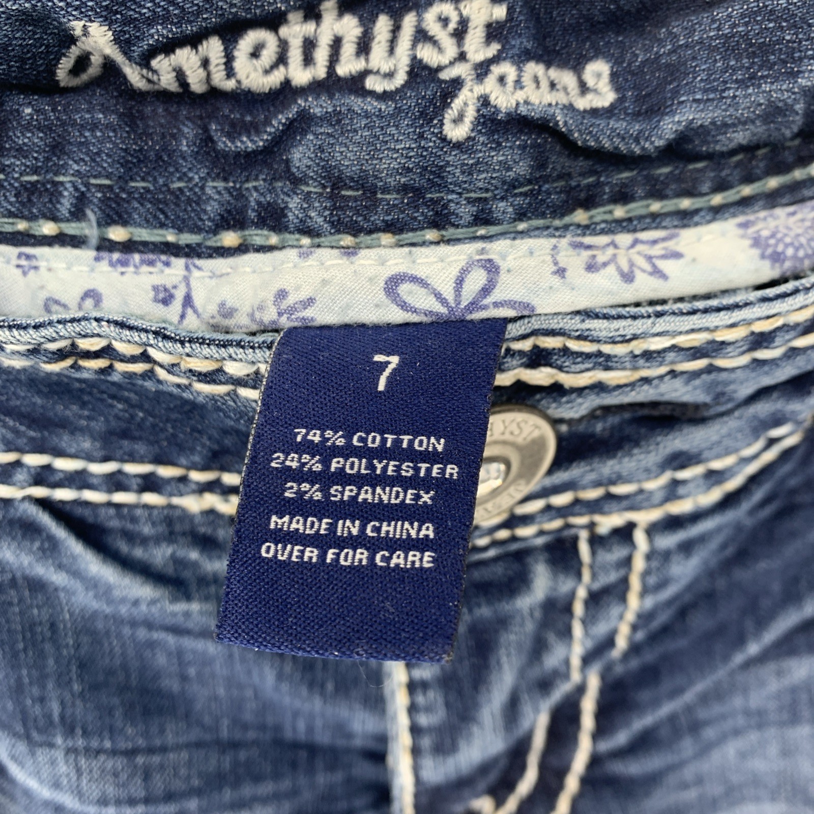 Amethyst Y2K Low Rise Bootcut Jeans Flare Blue Denim Western Size 7 PocketAccent