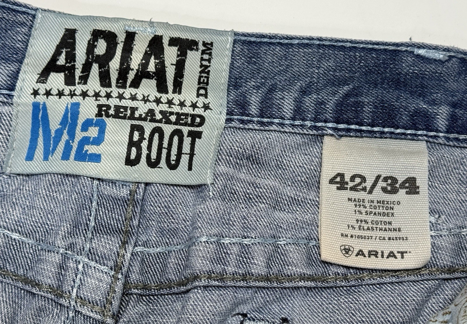 Ariat M2 Relaxed Boot Stirling Jeans Men’s 42×34 Shasta Wash 10020942