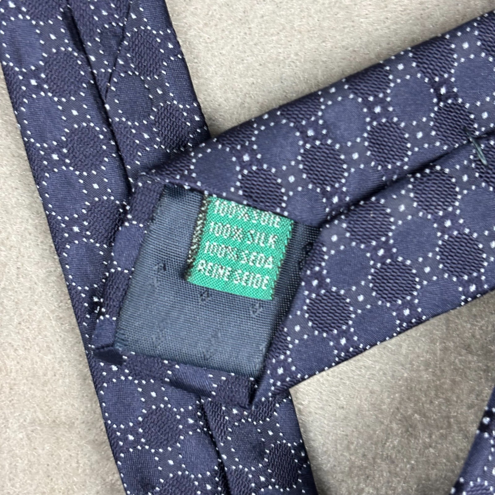Andrew’s Ties Navy Blue Geometric Dot Silk Tie Made in Italy Classic 58″ 3.25″