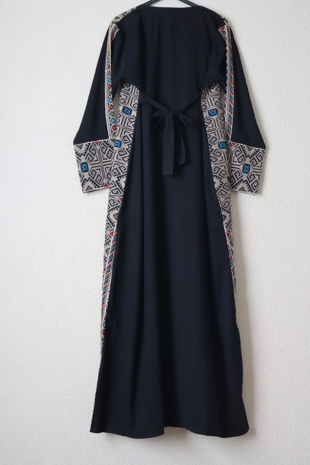 Traditional Palestinian / Jordanian Embroidered Thobe Kaftan Dress Black-LAYALI