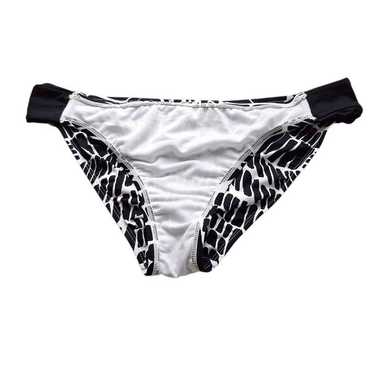 Bar III Womens Bikini Bottom L Black White Kaleidoscope Ruched Side Geometric