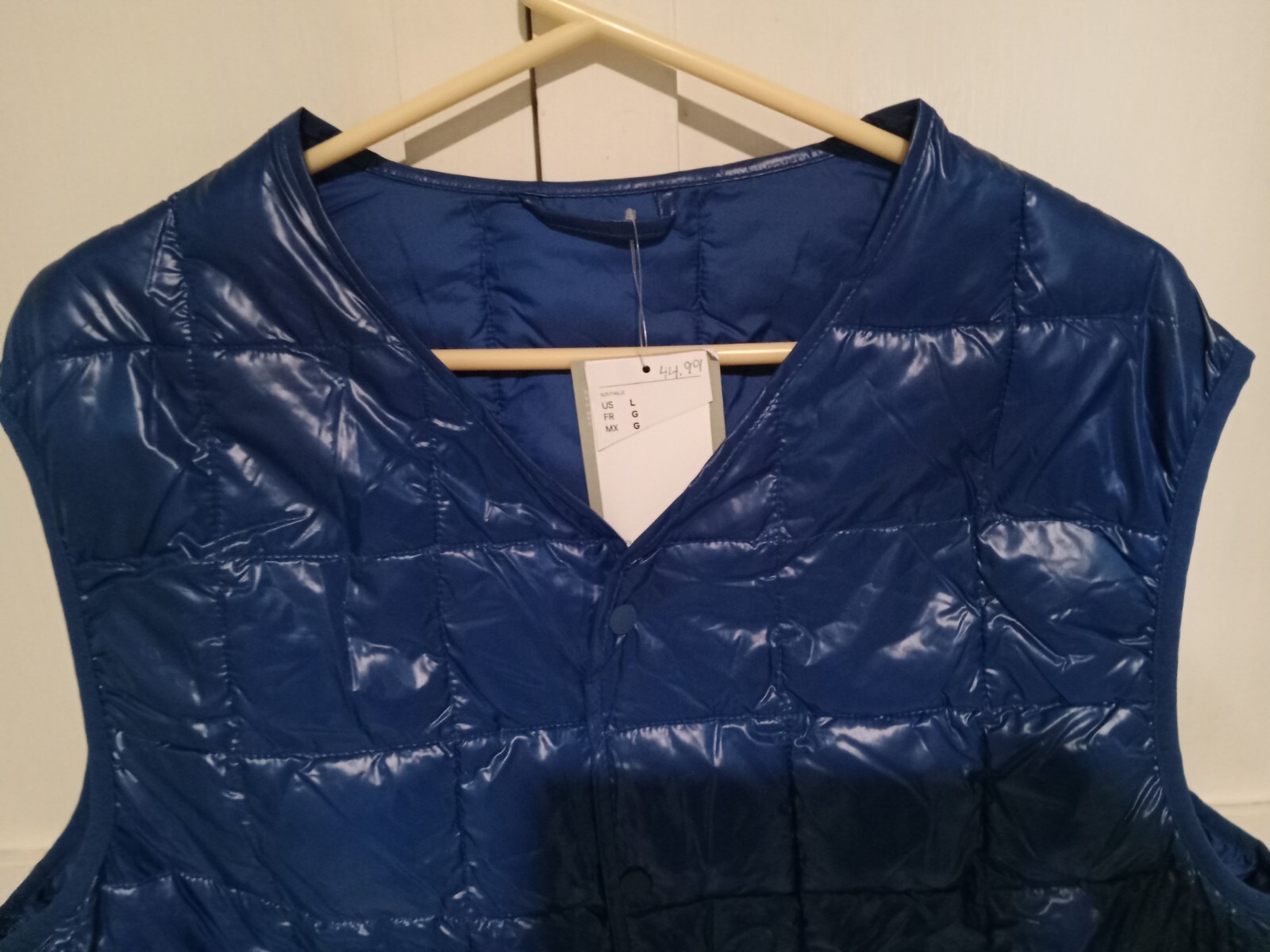 H&M 100% Recycled Polyester Blue Lightweight Padded Vest Men’s Size Large