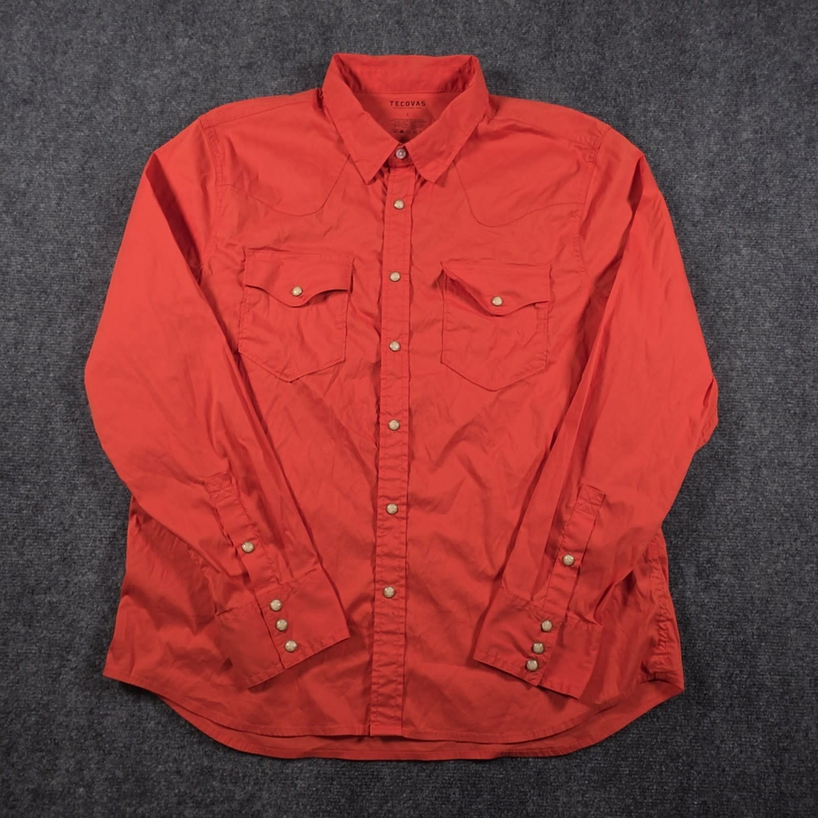 Tecovas Western Shirt Mens L Orange Pearl Snap Long Sleeve Cowboy Rodeo