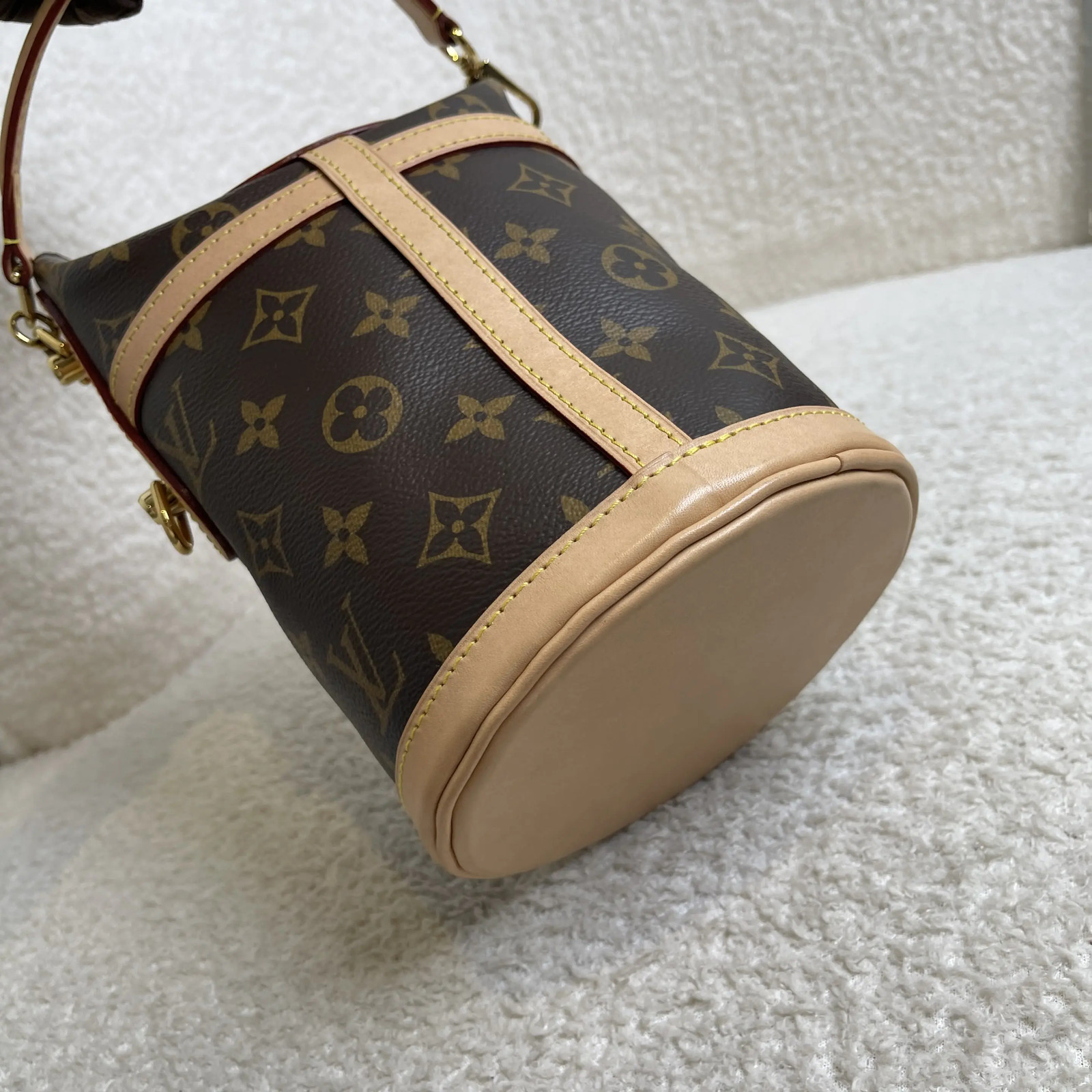 Louis Vuitton Duffle Monogram Bag Brown Leather Strap