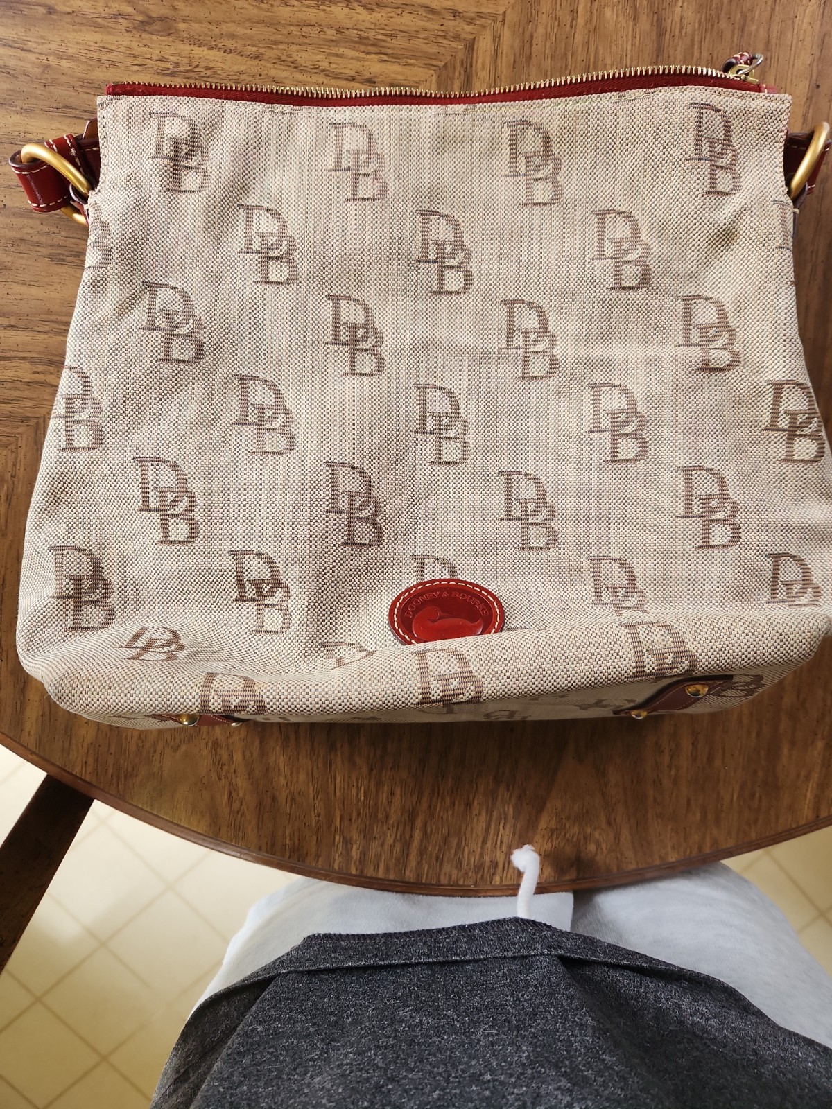 Nice Dooney & Bourke Shoulder Bag Tan Brown Florentine Jacquard Zip Slouchy Y2K
