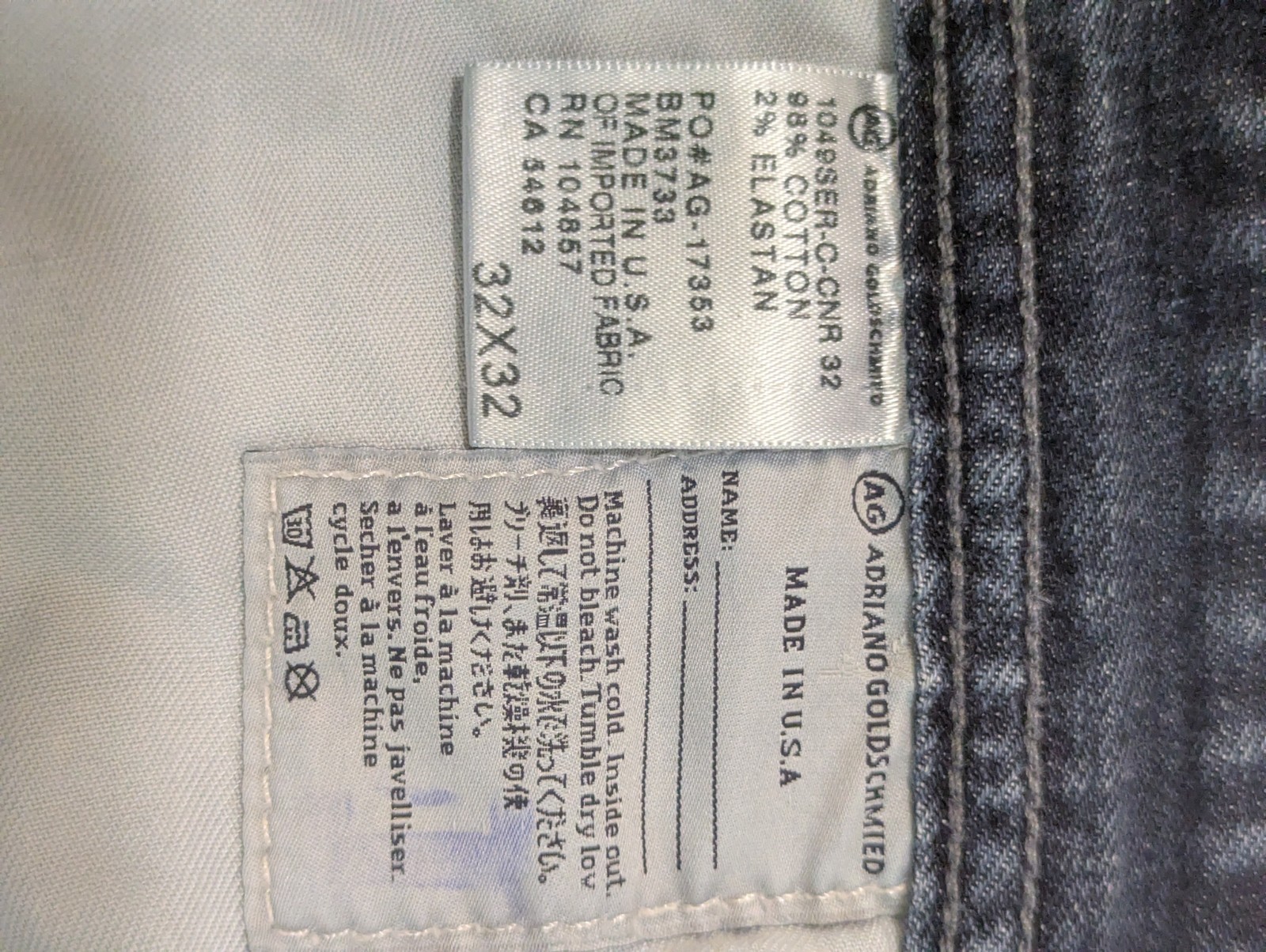 AG Adriano Goldschmied Men’s Slim Straight Medium Wash Blue Denim Jeans