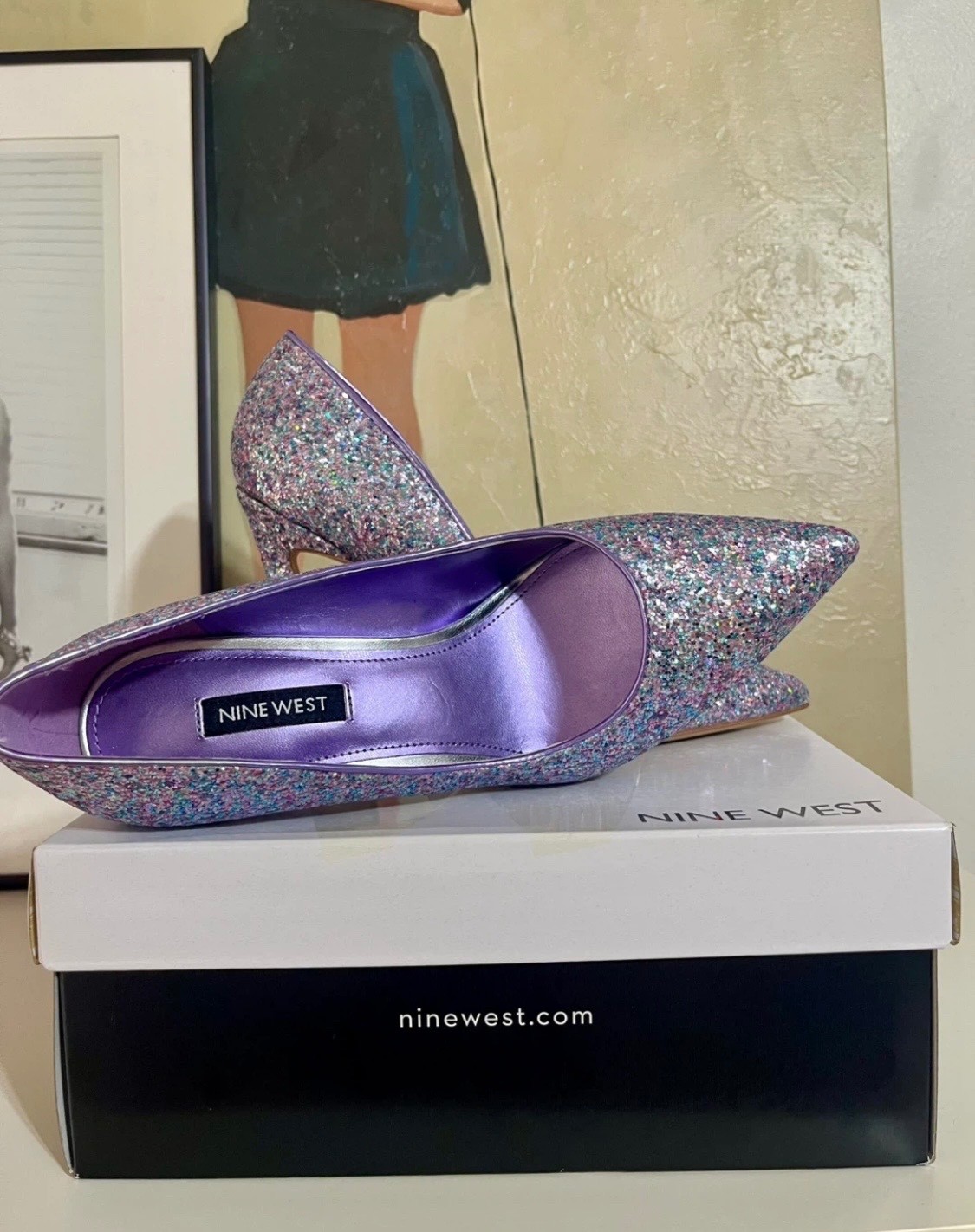 Nine West TRENDZ Purple Glitter High Heels – Size 8M (***runs small)