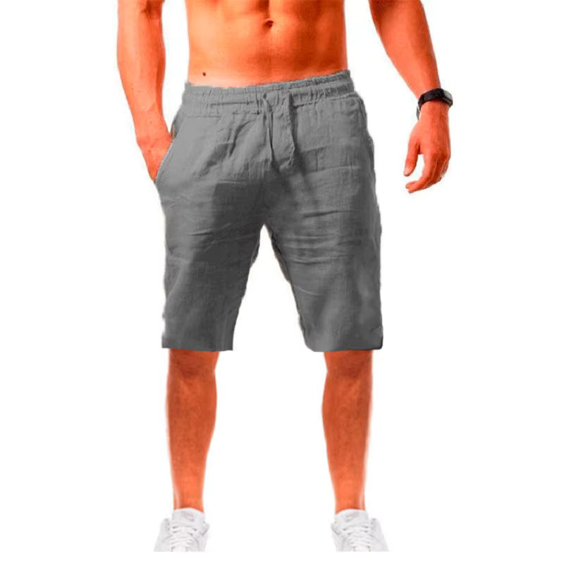 Men’s Cotton Linen Summer Shorts Breathable Casual Fitness Gym Sports Pants Gift