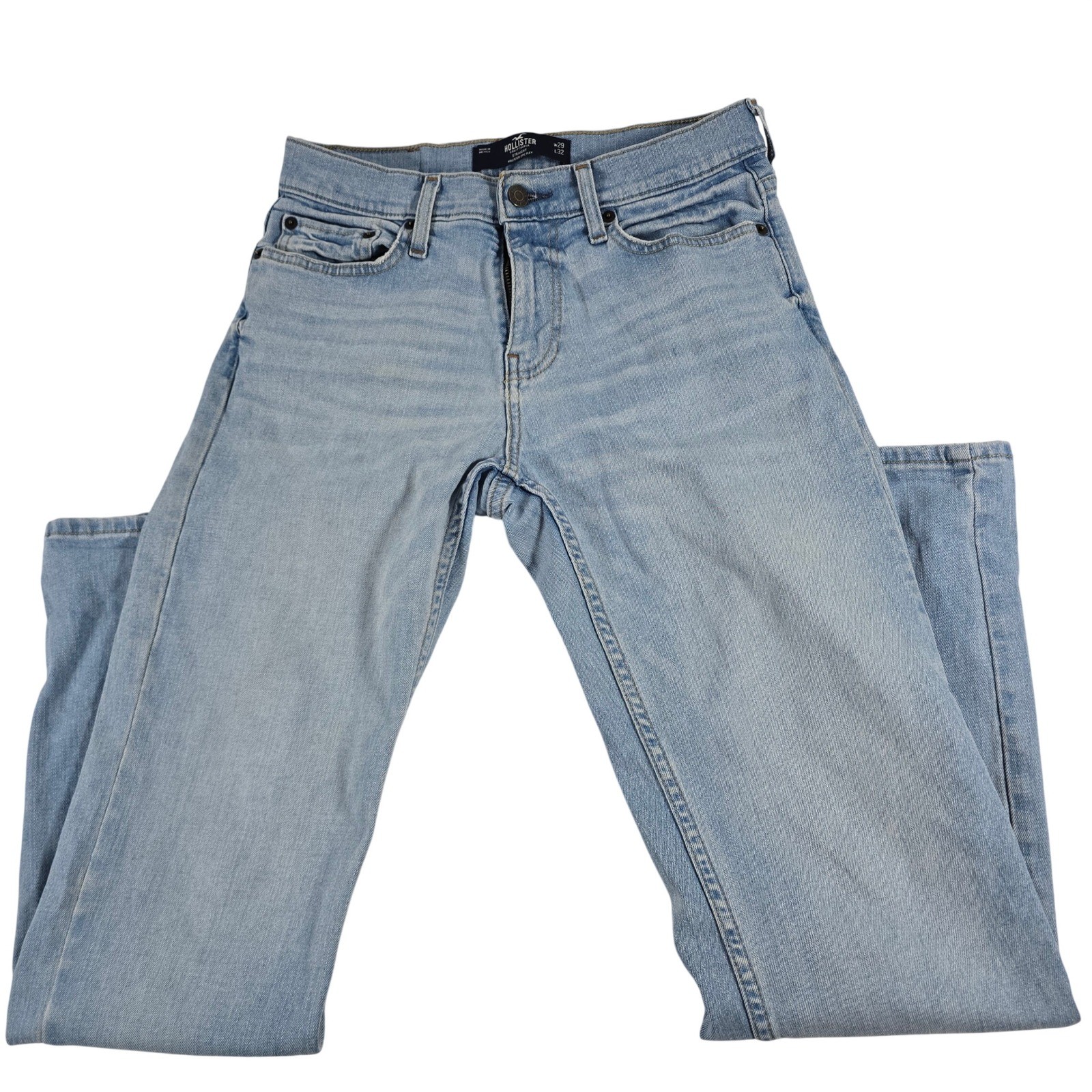 Hollister Epic Flex Straight Leg Light Wash Jeans 29×32 Blue Denim Men Women