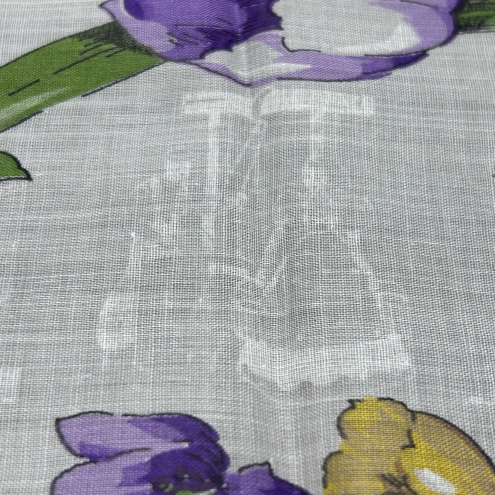Vintage 1950s Purple Yellow Tulips Handkerchief Dutch Windmill Ship 12.75″