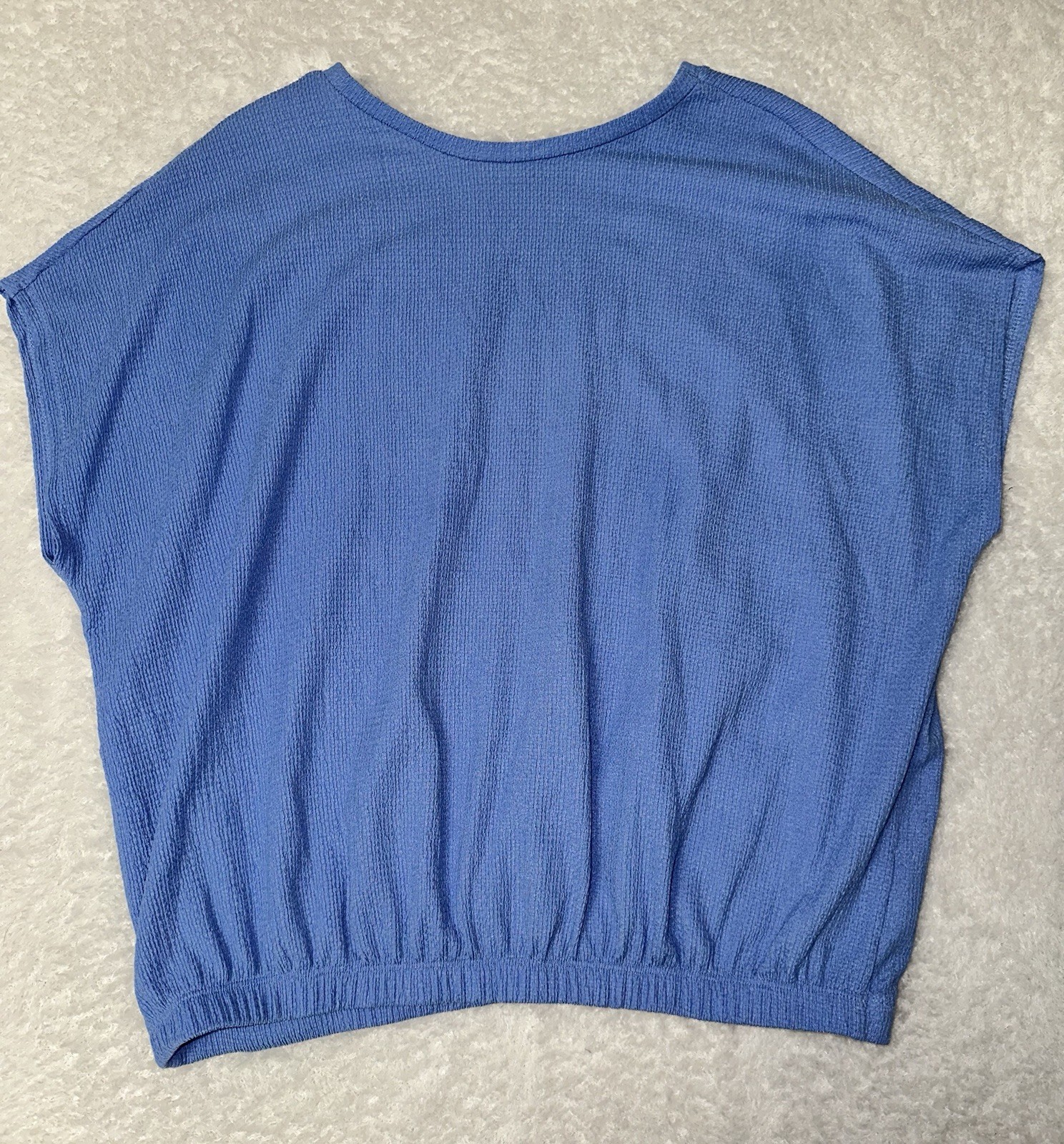 George Blue Textured Bubble Hem Top Batwing Short Sleeve Casual Summer UK16