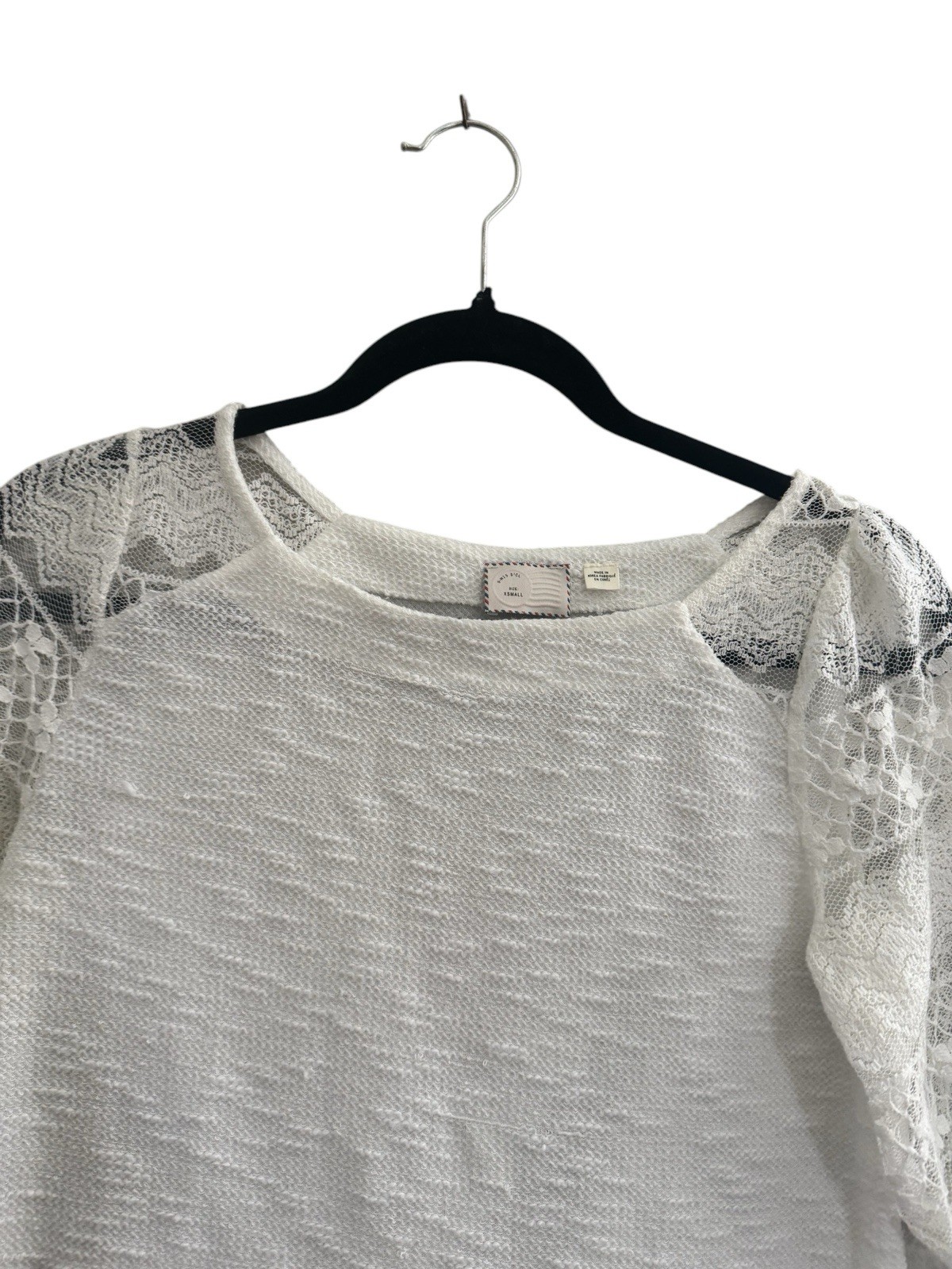 Anthropologie Postmark Crop Top Size Small Lace Sleeves Preppy Cottagecore #4422