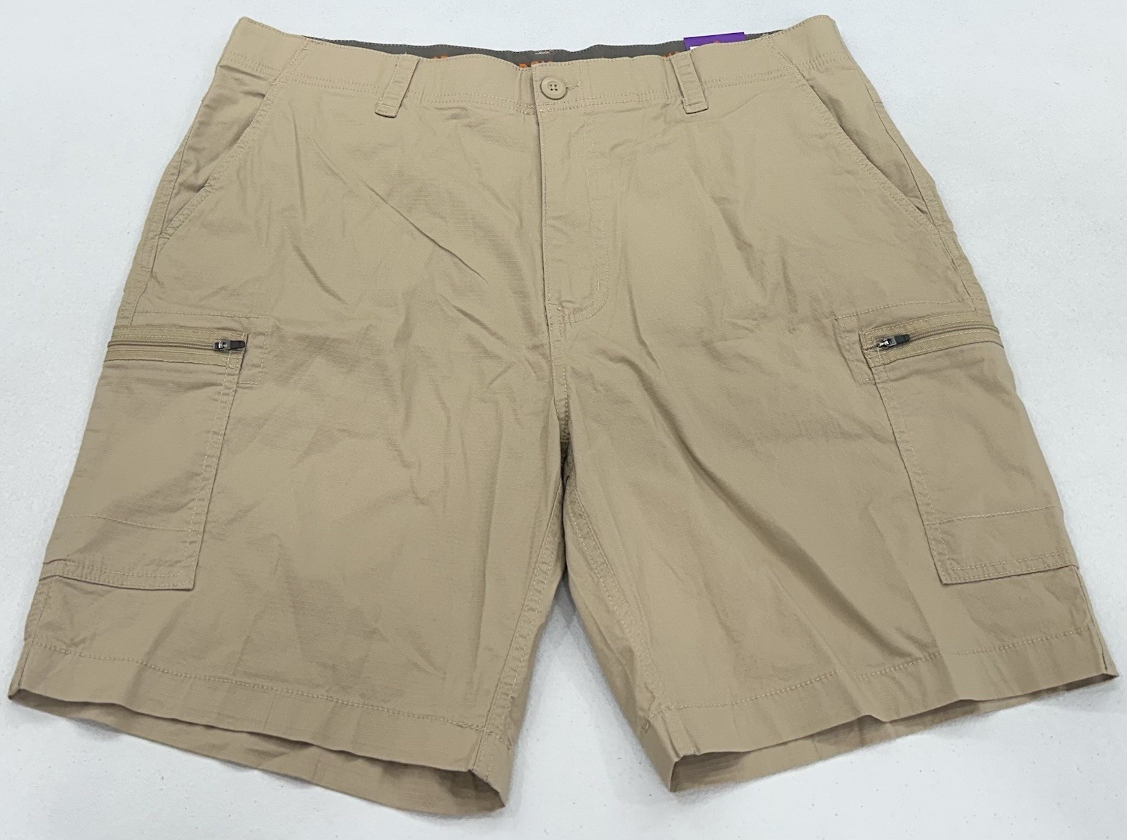 Wearfirst Men’s Side Zipper Pockets Cargo Shorts, Tan, Size 40