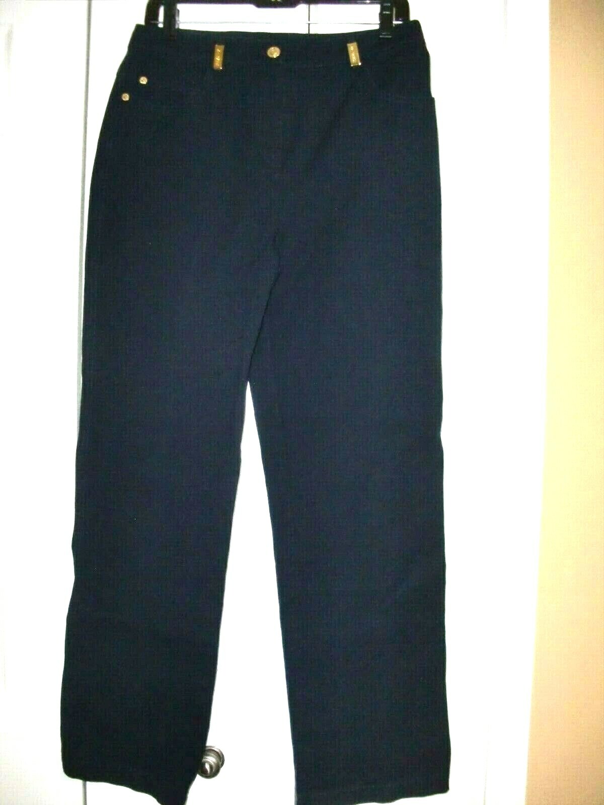 ~Women’s~ST.JOHN SPORT~95%COTTON/5%SPANDEX~Black Straight Leg~Pants/Jeans Size 8
