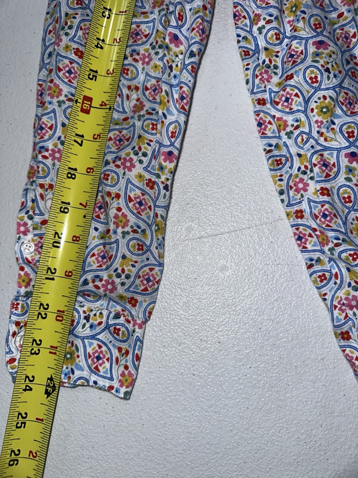 Boden Shirt Size US 14R Linen Floral Blouse Button Up Long Sleeve Beach Resort