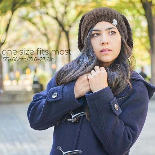 Oversized Winter Slouchy Knit Beanie – Mens Warm Fall Hat Womens One Size Black