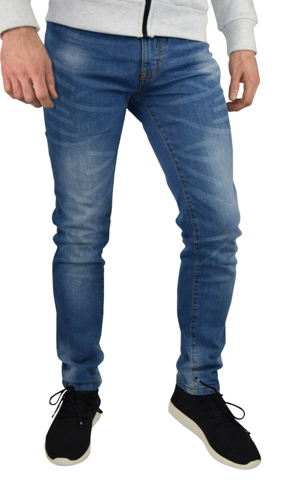 Mens Slim Fit Stretch Jeans Comfy Fashionable Super Flex Denim Pants
