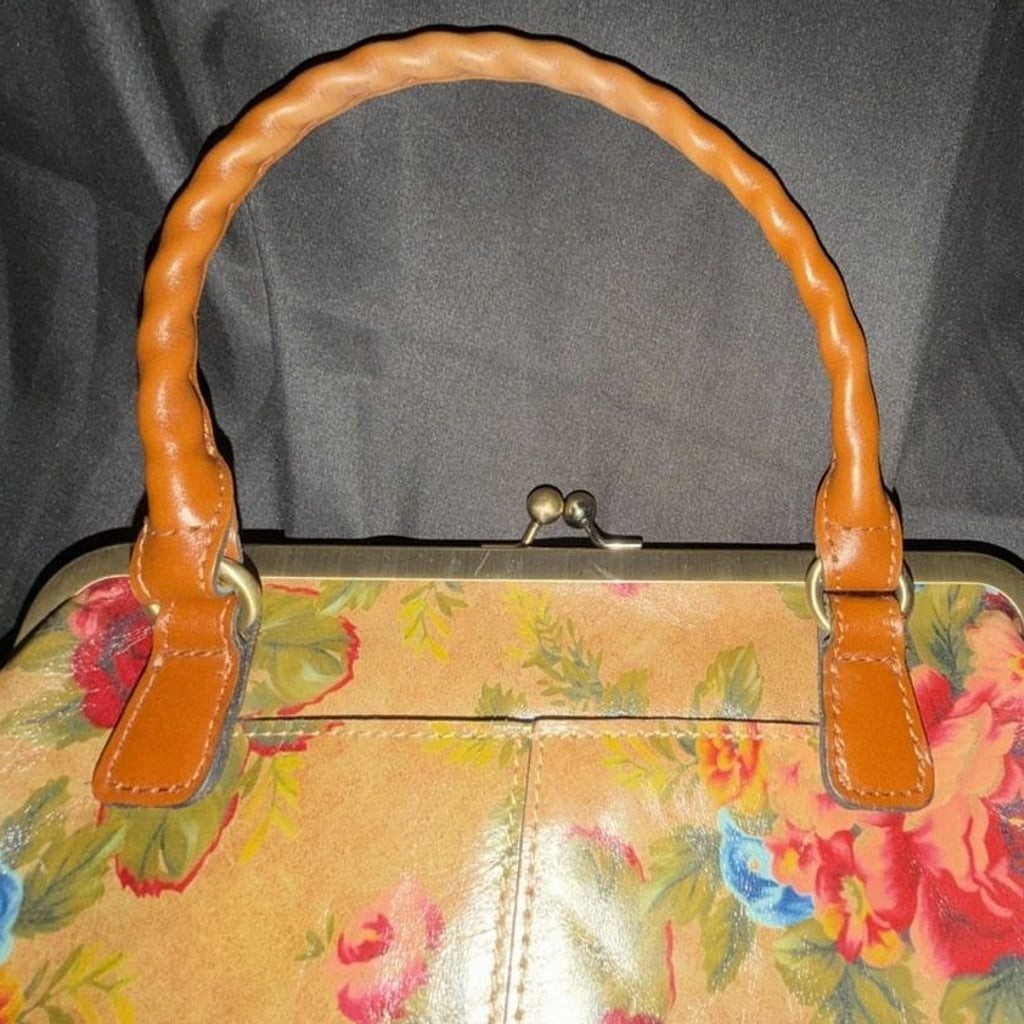 Patricia Nash Marcaria Floral Print Leather Frame Satchel