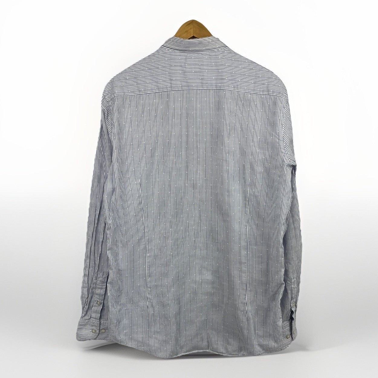 Massimo Dutti Shirt Button Down Blue Stripe Long Sleeve Flip Cuff Mens Sz L