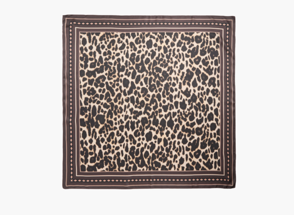 NEW, Nordstrom Leopard Print Square Silk Scarf in Brown One Size #SC85