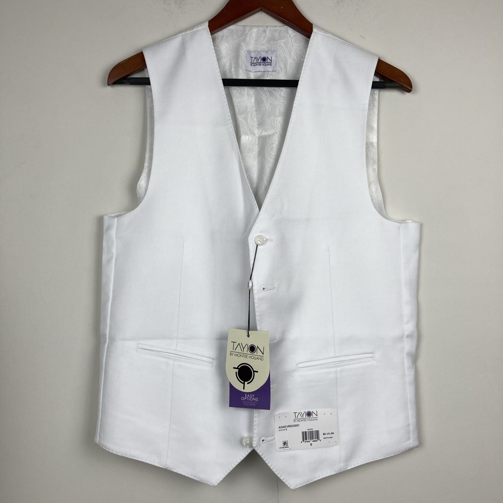 Tayion Collection Men’s Red Classic-Fit Solid Suit Separate Vest Size S