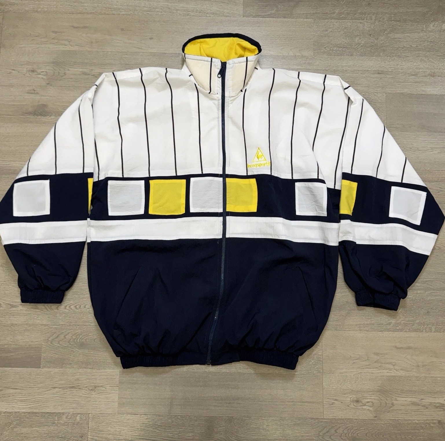Vintage Le Coq Sportif Jacket Mens XXL Geometric Color Block Full Zip Track
