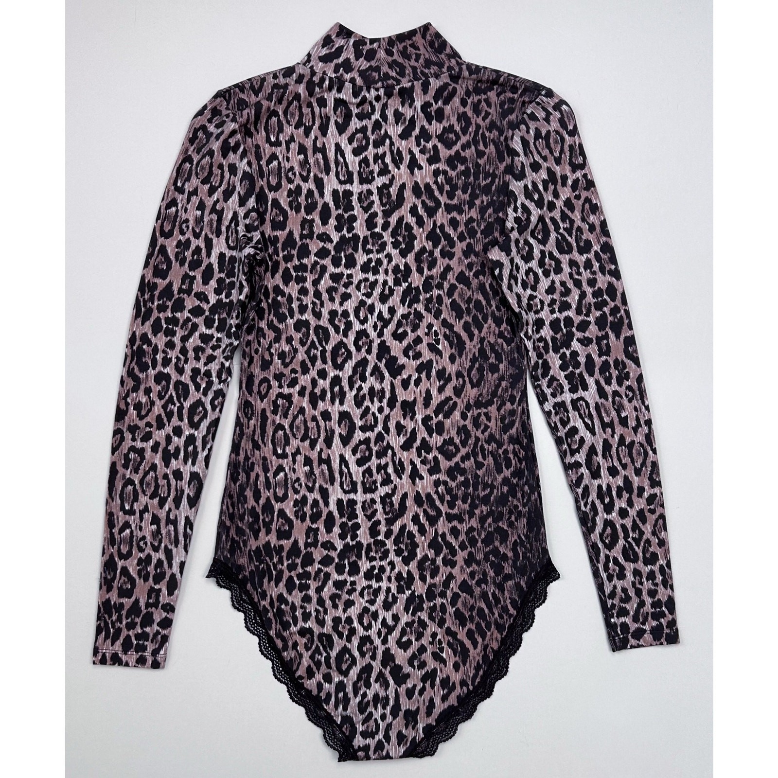 Rixo X Stripe & Stare Classic Leopard Long Sleeve Brown Lace Bodysuit SMALL