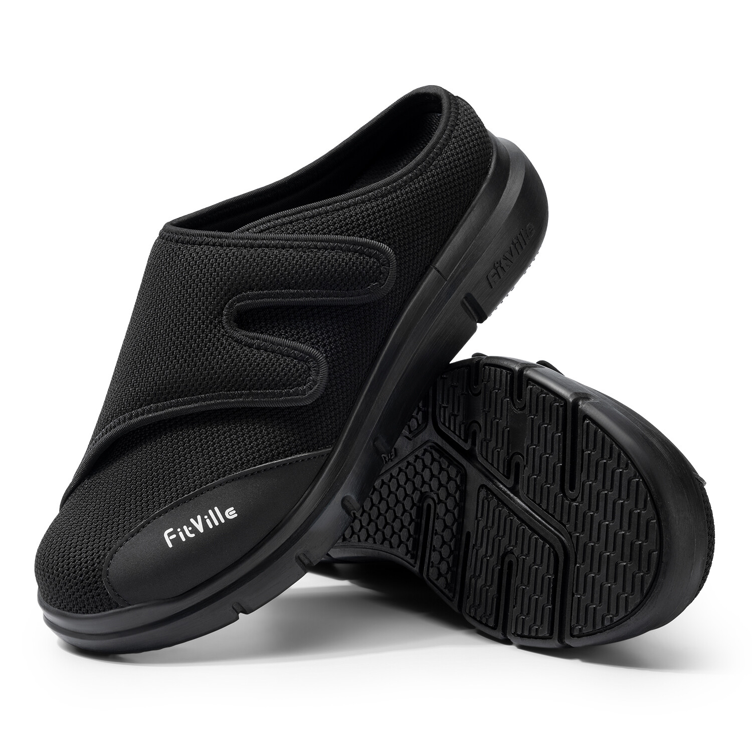 FitVille Men’s Diabetic Shoes Slip-On Adjustable Clogs Mules for Swollen Feet