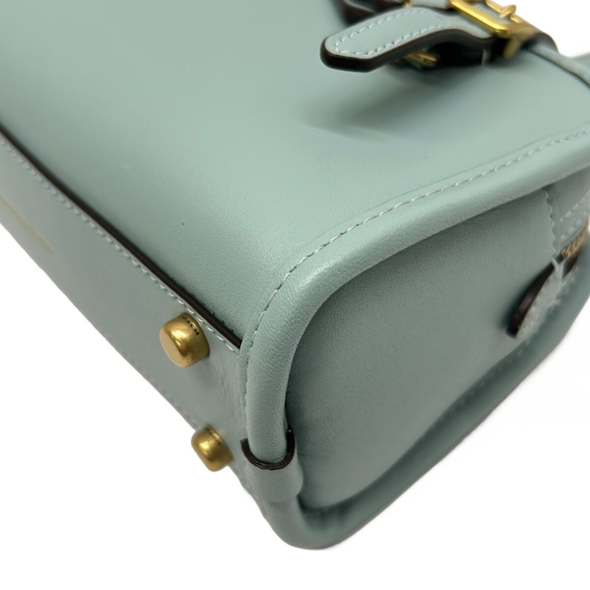 COACH Swing Zip Bag 20 Light Blue Leather Shoulder Bag Auth From Japan
