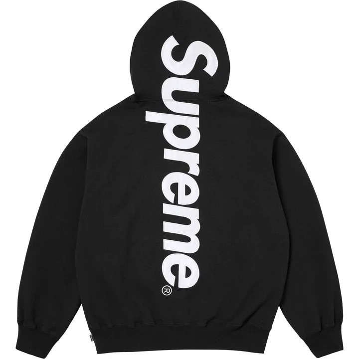 Supreme Satin Applique Hooded Sweatshirt Black