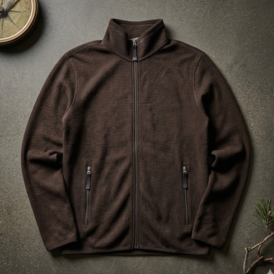 32 Degrees Heat Men’s Full Zip Jacket L Dark Oak Textured Fleece