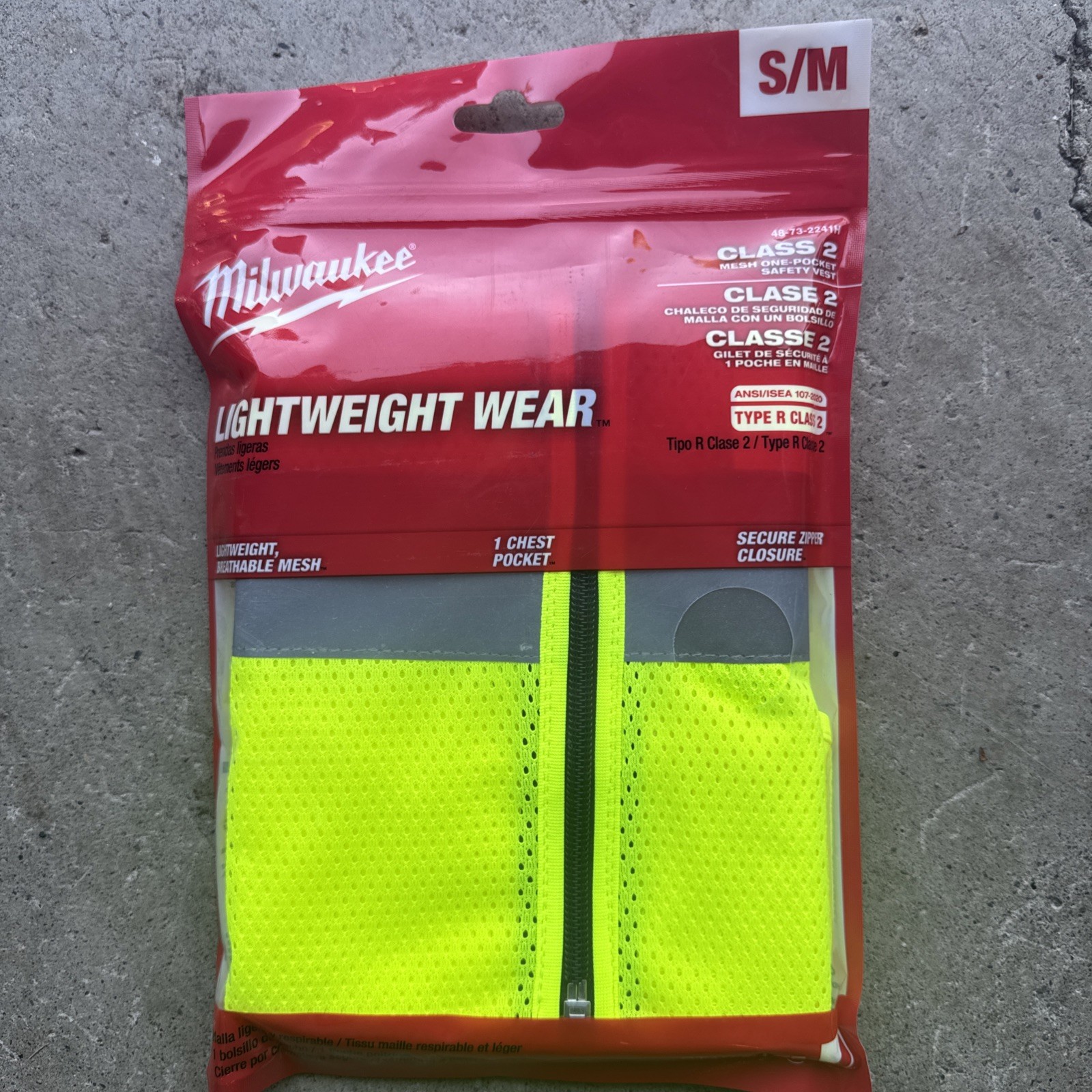 Milwaukee Tool 48-73-2241 Class 2 High Visibility Yellow Mesh One Pocket Safety